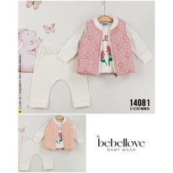 BEBELLOVE 14081  WAFFEL DANTEL YELEK 3LÜ TAKIM