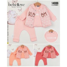 BEBELLOVE 14086 ÇİÇEKLİ MICRO YELEK 3LÜ TAKIM