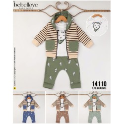 BEBELLOVE 14110 ÇIZGILI HIRKA 3LÜ ERKEK TAKIM 3-12 AY

