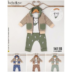 BEBELLOVE 14110 ÇIZGILI HIRKA 3LÜ ERKEK TAKIM 3-12 AY
