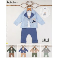 BEBELLOVE 14112 ARABALI HIRKA 3LÜ ERKEK TAKIM 3-12 AY

