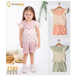 BEYAZ BEBEK 2385 PUANLI FIRFIRLI KIZ YAZLIK TAKIM