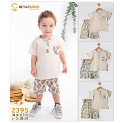 BEYAZ BEBEK 2395 ÇİÇEKLİ ŞORTLU CEPLİ ERKEK YAZLIK TAKIM