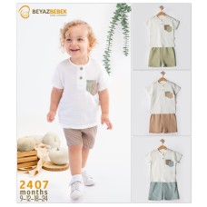 BEYAZ BEBEK 2407 ÇİFT CEPLİ BASKILI ERKEK YAZLIK TAKIM