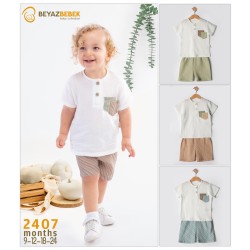 BEYAZ BEBEK 2407 ÇİFT CEPLİ BASKILI ERKEK YAZLIK TAKIM