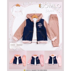 BOMLO 90002 1876 NAKIŞLI KAPSONLU HIRKA KIZ 3LÜ TAKIM