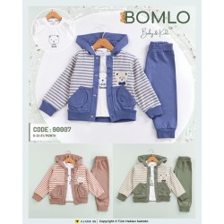 BOMLO 90007 PAPYONLU AYI NAKIŞLI ÇİZGİLİ HIRKA ERKEK 3L