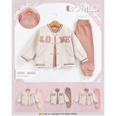 BOMLO 90041 LOVE NAKIŞLI CEKET 3LÜ TAKIM