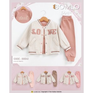 BOMLO 90041 LOVE NAKIŞLI CEKET 3LÜ TAKIM