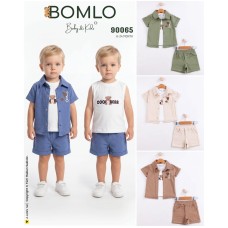 BOMLO 90065 AYI NAKIŞLI GÖMLEK 3 LÜ TK 6-24 AY ERKEK YAZ