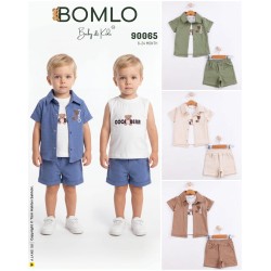 BOMLO 90065 AYI NAKIŞLI GÖMLEK 3 LÜ TK 6-24 AY ERKEK YAZ