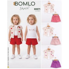 BOMLO 90071 MY LITTLE HEART NAKIŞLI GÖMLEK 3LÜ TAKIM