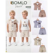 BOMLO 90099 CITTLE CAR BASKI 3LÜ GÖMLEK ERKEK TAKIM YAZ