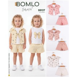 BOMLO 90137 FİYONK NOKTA BASKILI GÖMLEK 3LÜ TAKIM KIZ YAZ