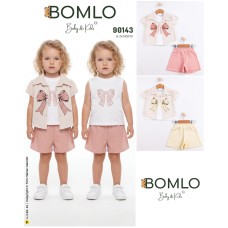 BOMLO 90143 FIYONK BASKI 3LÜ GÖMLEK KIZ TAKIM YAZ