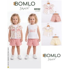 BOMLO 90162  LOVE SUZİNELİ GÖMLEK 3LÜ TAKIM 6-24 AYLIK KIZ YAZ