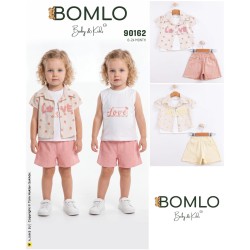 BOMLO 90162  LOVE SUZİNELİ GÖMLEK 3LÜ TAKIM 6-24 AYLIK KIZ YAZ