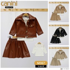 CANINI 367 DERI ETKELI 3LÜ KIZ TAKIM
