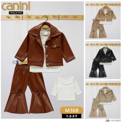 CANINI 368 DERI CEKET 3LÜ KIZ TAKIM
