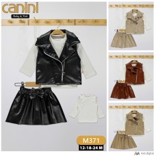 CANINI 371 DERI YELEK 3LÜ KIZ TAKIM