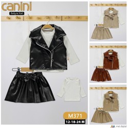 CANINI 371 DERI YELEK 3LÜ KIZ TAKIM