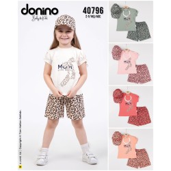 DONINO 40796 LEOPAR DOUBLE ŞAPKALI 3LÜ TAKIM 2-5 YAŞ
