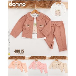 DONINO 40815 ÇIÇEK NAKIŞ 3LÜ HIRKA KIZ TAKIM
