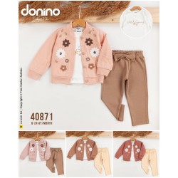 DONINO 40871 ÇIÇEK TRIKO HIRKA 3LÜ KIZ TAKIM
