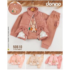 DONINO 50610 TAVŞAN NAKIŞLI KIZ DİJİTAL BASKILI YELEK 3LÜ TAKIM