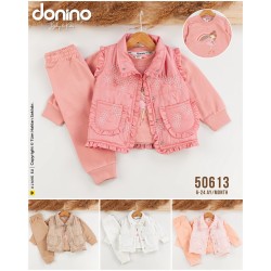 DONINO 50613 ÇİÇEK NAKIŞLI YELEK 3LÜ TAKIM 6-24 AYLIK