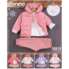 DONINO 50619 BAKLAVA DESENLİ MONT 3LÜ TAKIM KIZ