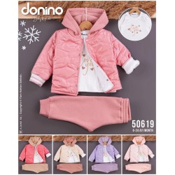 DONINO 50619 BAKLAVA DESENLİ MONT 3LÜ TAKIM KIZ