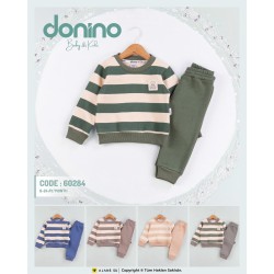 DONINO 60284 ARMALI ÇİZGİLİ BASKILI 3İP ŞARDONLU 2Lİ TAKIM