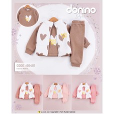 DONINO 60401 3IP ŞARDONLU HIRKALI 3LÜ TAKIM KIZ