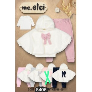 ELCI 8406 PELUŞ PELERİN 3LU KIZ TAKIM