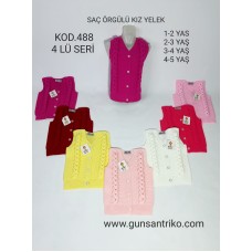 GÜNSAN 488 SAÇ ÖRGÜ KIZ YELEK
