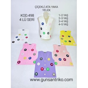 GÜNSAN 0498 ÇIÇEKLI KIZ TRIKO YELEK X4