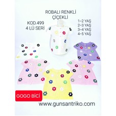 GÜNSAN 0499 ROBALI ÇIÇEKLI GARSON KIZ TRIKO YEL