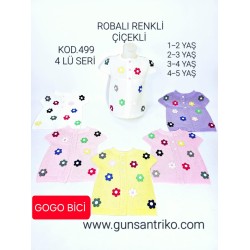 GÜNSAN 0499 ROBALI ÇIÇEKLI GARSON KIZ TRIKO YEL
