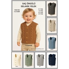 GÜNSAN 0522 SAÇ ÖRGÜ SELANIK YELEK X4