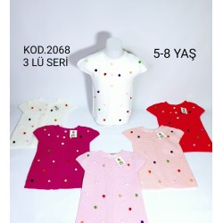 GÜNSAN 2068 PONPONLU KIZ GARSON  TRIKO YELEK X3