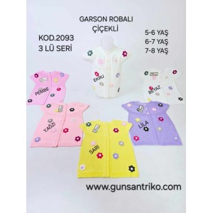 GÜNSAN 2093 ROBALI ÇIÇEKLI GARSON KIZ TRIKO YEL