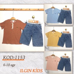 ILGIN 1153 KREP GÖMLEK KOT ŞORT 2LI ERKEK TAKIM 6-7-8-9-10 YAŞ