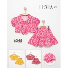 LEVIA 6048 LEOPAR BASKI ETEK KISA KIZ TAKIM