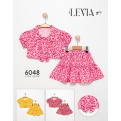 LEVIA 6048 LEOPAR BASKI ETEK KISA KIZ TAKIM