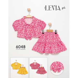 LEVIA 6048 LEOPAR BASKI ETEK KISA KIZ TAKIM
