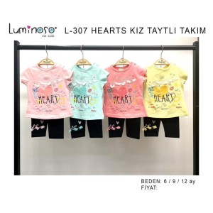 LUMINOSO L-307 HEART KIZ TAYTLI TAKIM 6-9-12 AY