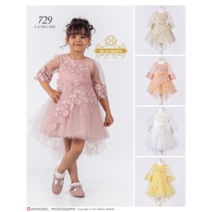 MALIKON 729 DANTELLI ELBISE 2-3-4 YAŞ