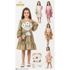 MALIKON 867 PAPATYA ÇANTALI ELBISE 2-3-4-5 YAŞ