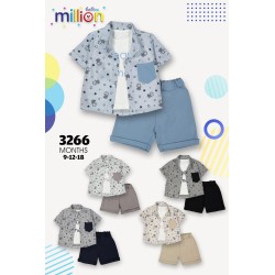 MILLION 3266 GÖMLEK 3LÜ KISA ERKEK TAKIM